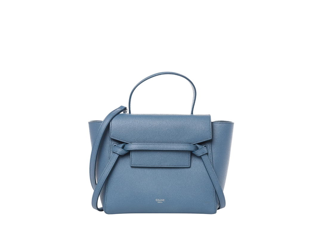 Celine Celine Nano Belt Bag In Grained Calfskin With Palladium Finishing Slate Blue