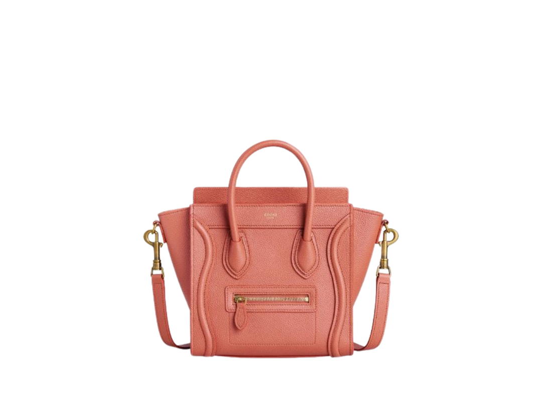 Celine Celine Nano Luggage Bag In Drummed Calfskin Terracotta