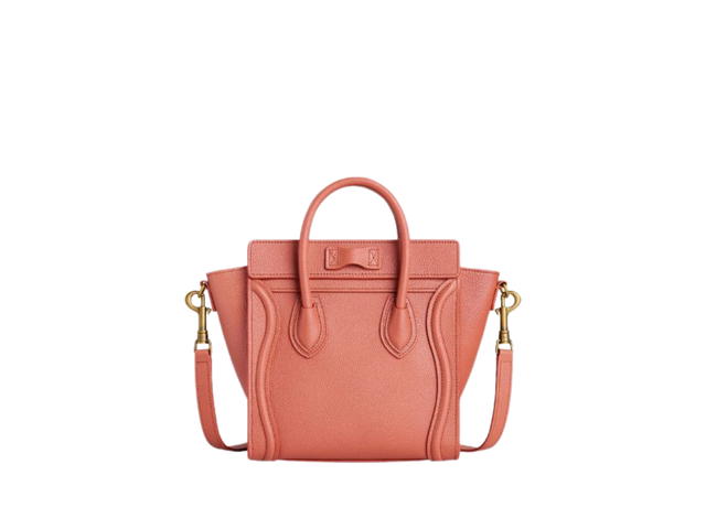 Celine Celine Nano Luggage Bag In Drummed Calfskin Terracotta - view 3