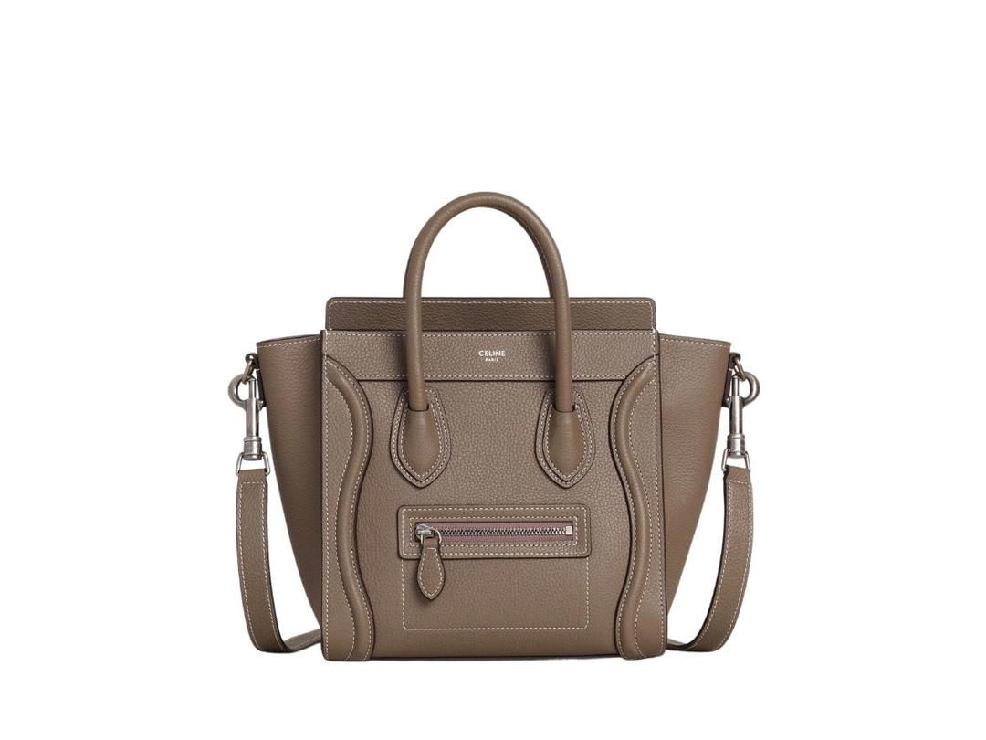 Celine Celine Nano Luggage Bag In Drummed Calfskin With Gold Finishing Souris