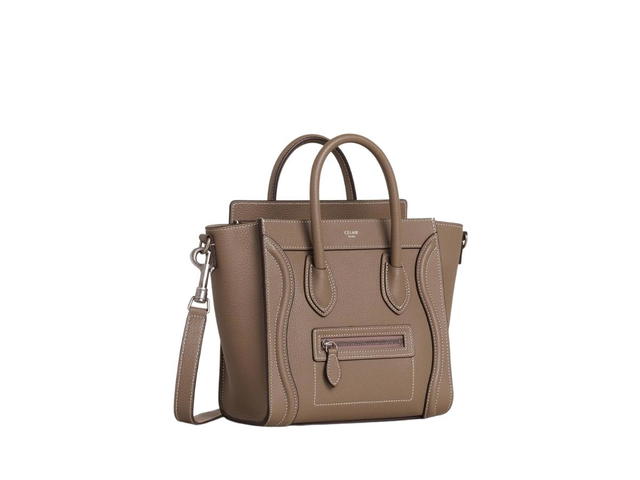Celine Celine Nano Luggage Bag In Drummed Calfskin With Gold Finishing Souris - view 3