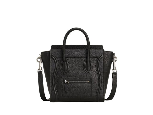 Celine Celine Nano Luggage Bag In Drummed Calfskin With Silver Finishing Black - view 1