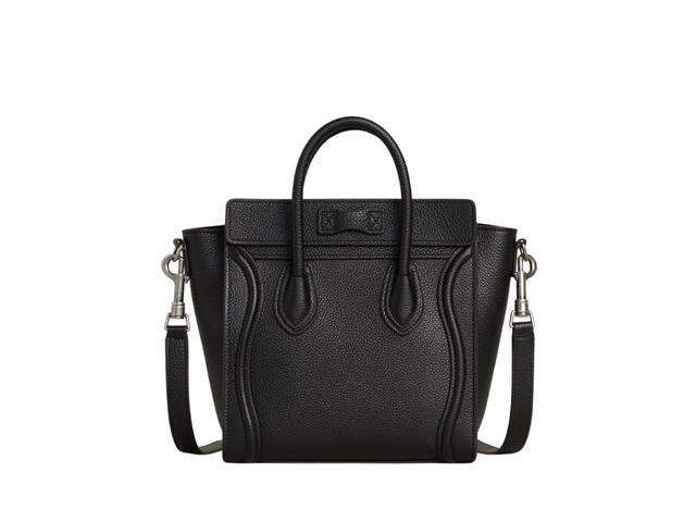 Celine Celine Nano Luggage Bag In Drummed Calfskin With Silver Finishing Black - view 2