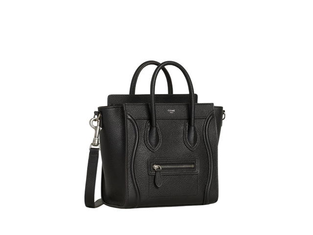 Celine Celine Nano Luggage Bag In Drummed Calfskin With Silver Finishing Black - view 3
