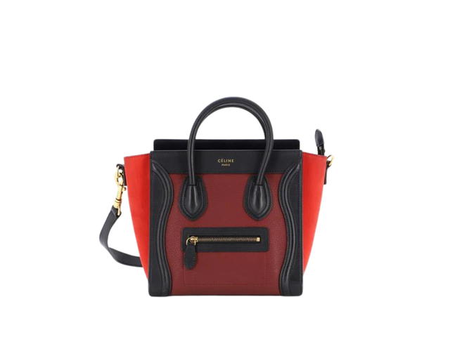 Celine Celine Nano Luggage Bag In Tricolor Smooth Calfskin With Gold Metal Hardware Black Red - view 1