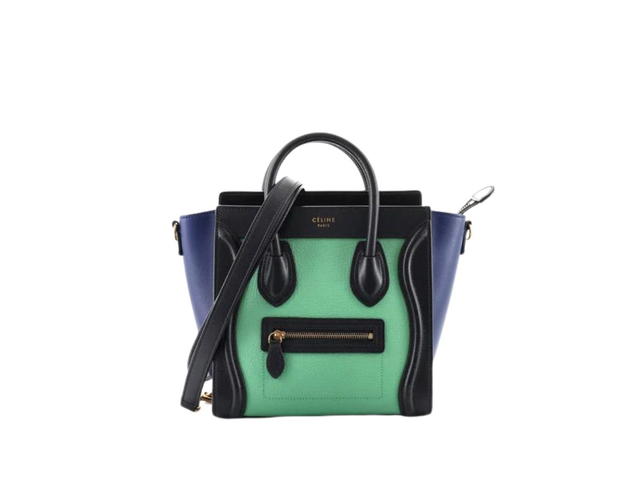 Celine Celine Nano Luggage Bag In Tricolor Smooth Calfskin With Gold Metal Hardware Blue-Green - view 1