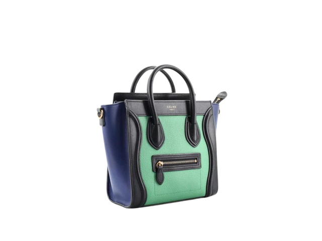 Celine Celine Nano Luggage Bag In Tricolor Smooth Calfskin With Gold Metal Hardware Blue-Green - view 2