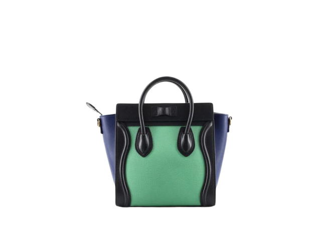 Celine Celine Nano Luggage Bag In Tricolor Smooth Calfskin With Gold Metal Hardware Blue-Green - view 3