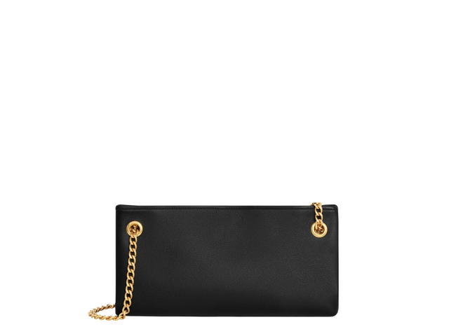 Celine Celine Newspaper Chain Bag Triomphe Soft In Supple Calfskin With Gold Finishing Black - view 2