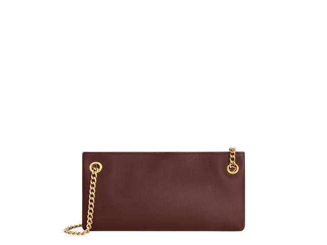 Celine Celine Newspaper Chain Bag Triomphe Soft In Supple Calfskin With Gold Finishing Chestnut - view 2