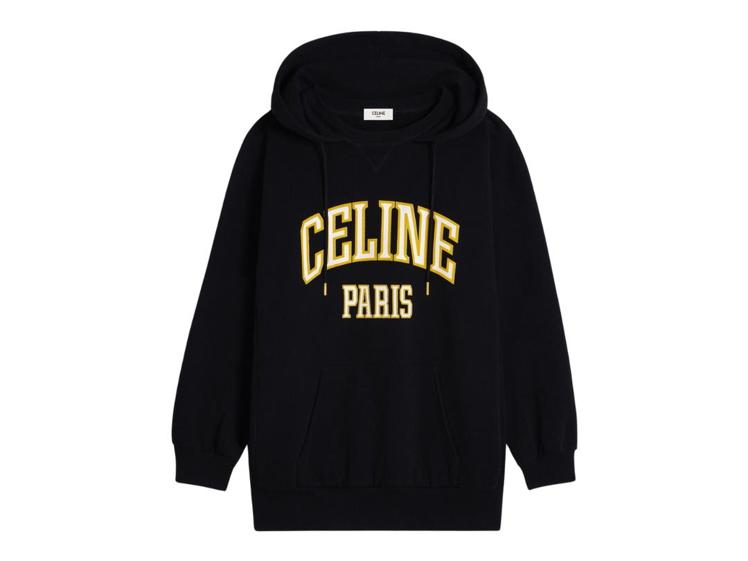 Celine Celine Oversized Hoodie In Cotton Fleece Black Yellow White