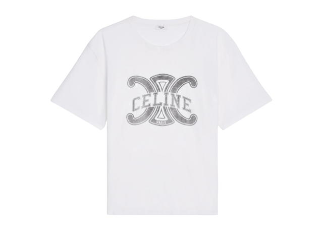 Celine Celine Oversized Triomphe T-Shirt In Cotton Jersey Ecru Black - view 1