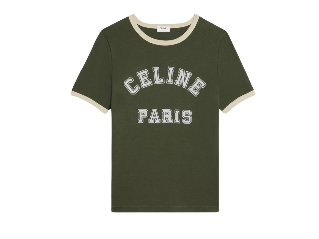 Celine Celine Paris 70’S T-Shirt In Cotton Jersey Green Kaki Dark Beige
