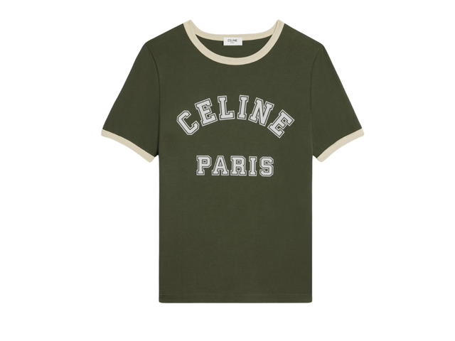 Celine Celine Paris 70’S T-Shirt In Cotton Jersey Green Kaki Dark Beige - view 1