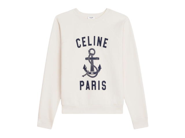 Celine Celine Paris Anchor Sweater In Cashmere Fleece Light Ivory Bleu Ancre - view 1
