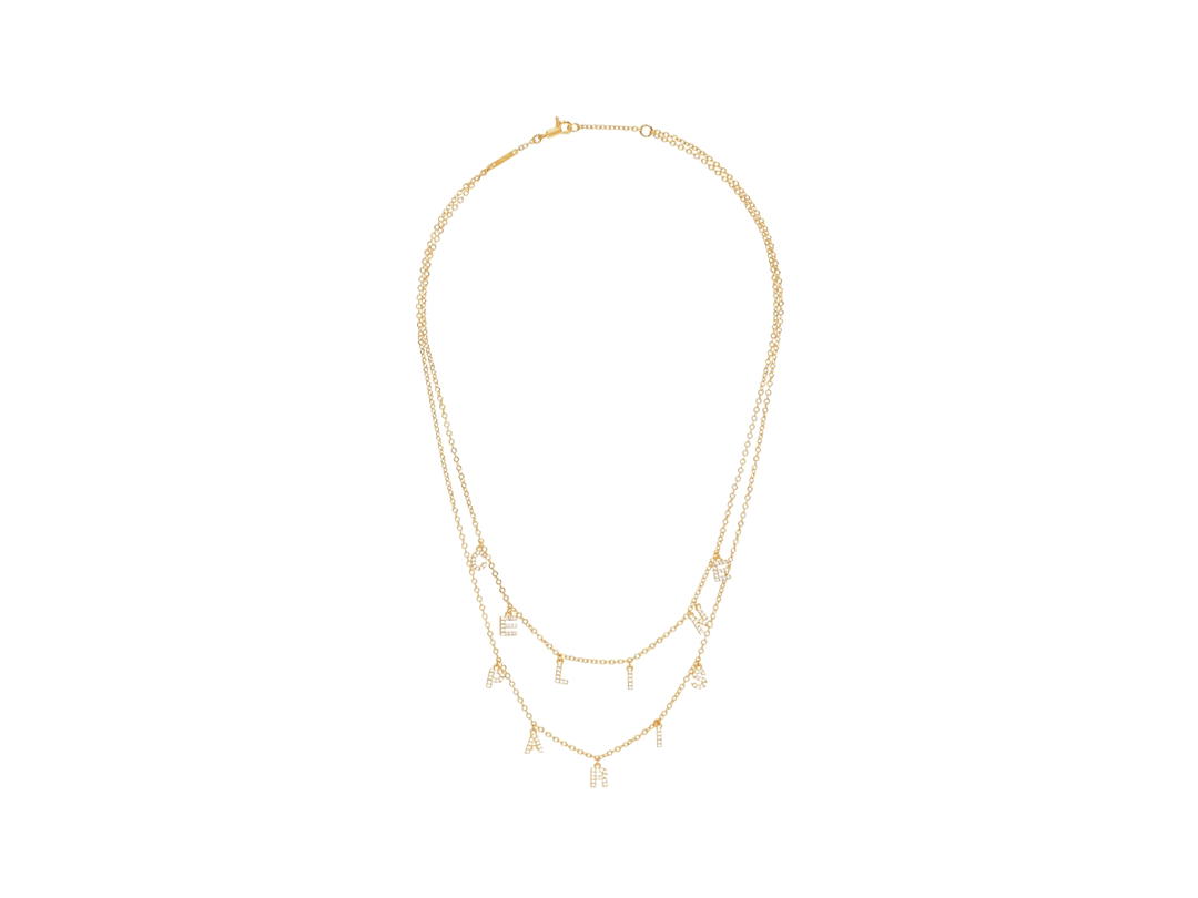 Celine Celine Paris Double Necklace In Brass With Gold Finish And Crystals Gold