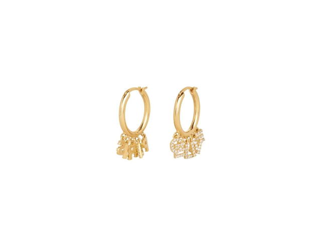 Celine Celine Paris Hoops In Brass With Gold Finish And Crystals Gold - view 3