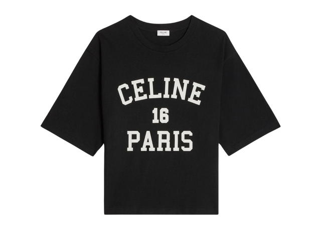 Celine Celine Paris Loose T-Shirt In Cotton Jersey Black White - view 1