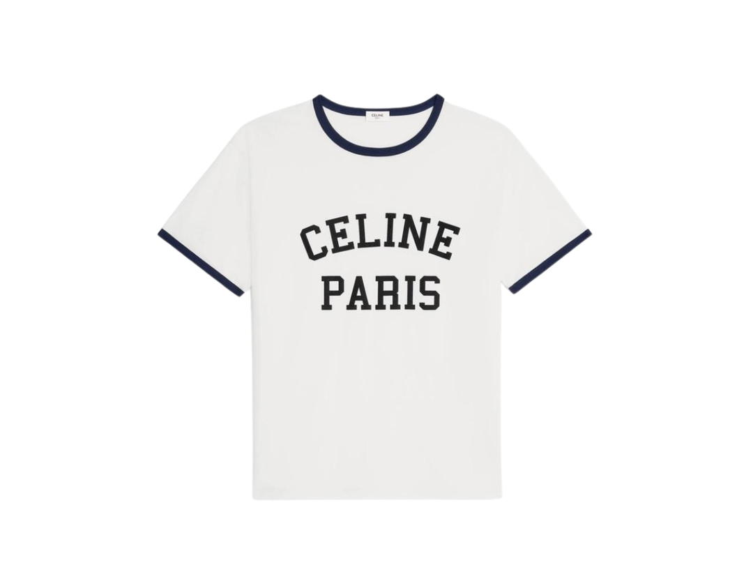 Celine Celine Paris Loose T-Shirt In Cotton Jersey Off White / Navy / Black
