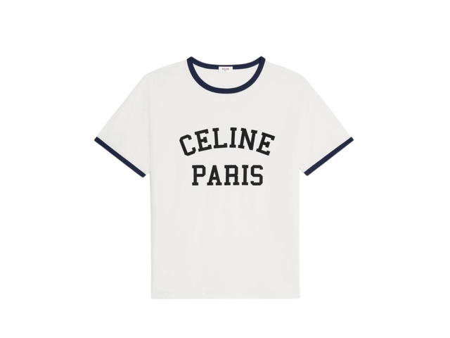 Celine Celine Paris Loose T-Shirt In Cotton Jersey Off White / Navy / Black - view 1