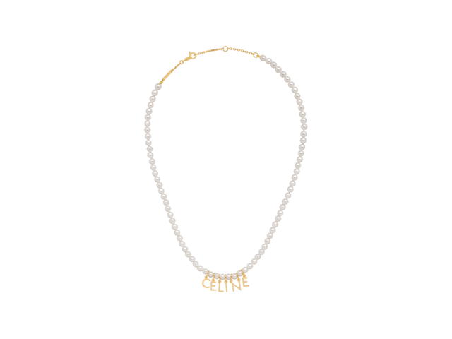 Celine Celine Paris Pearl Necklace In Brass With Gold Finish And Glass Pearls Gold-Ivory - view 1