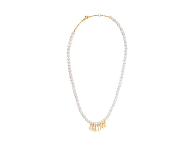 Celine Celine Paris Pearl Necklace In Brass With Gold Finish And Glass Pearls Gold-Ivory - view 2