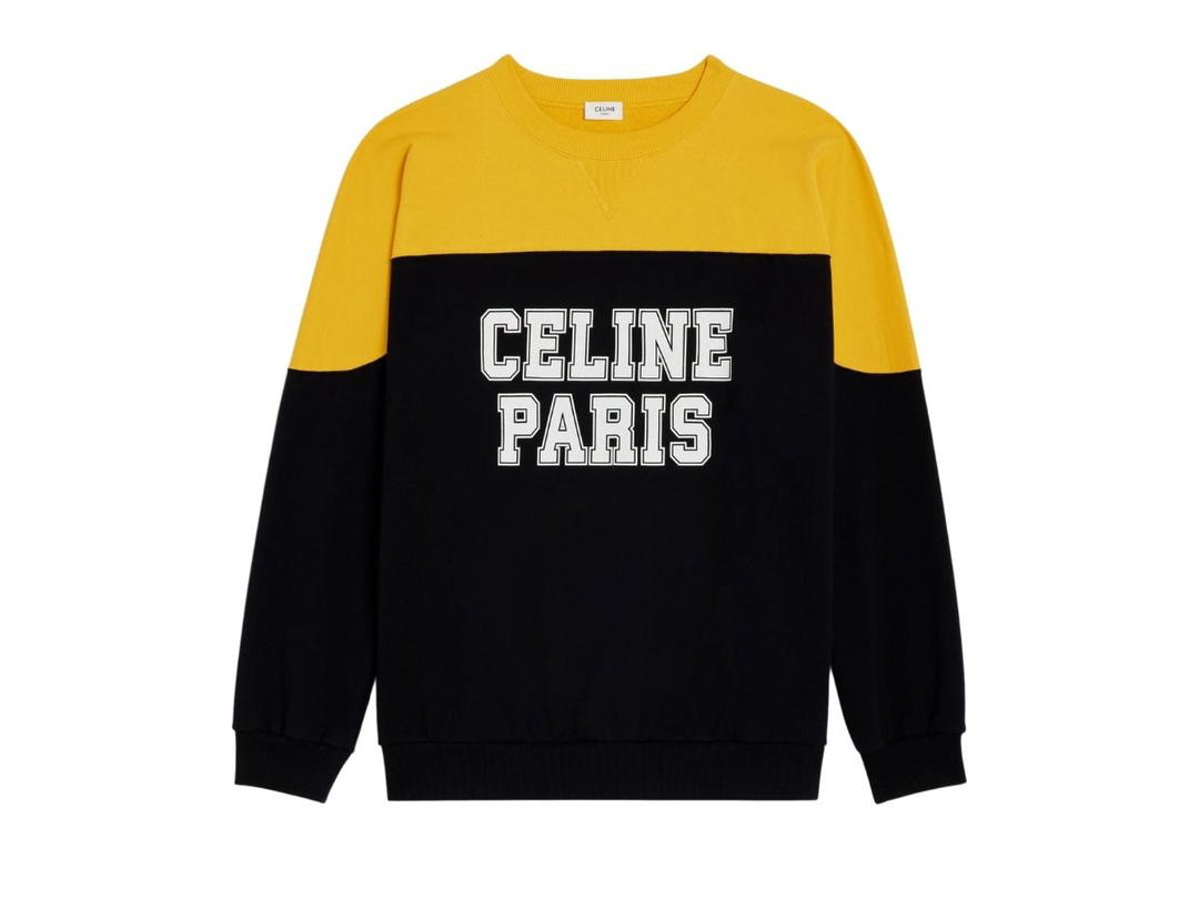 Celine Celine Paris Sweatshirt In Cotton Fleece Black Yellow White