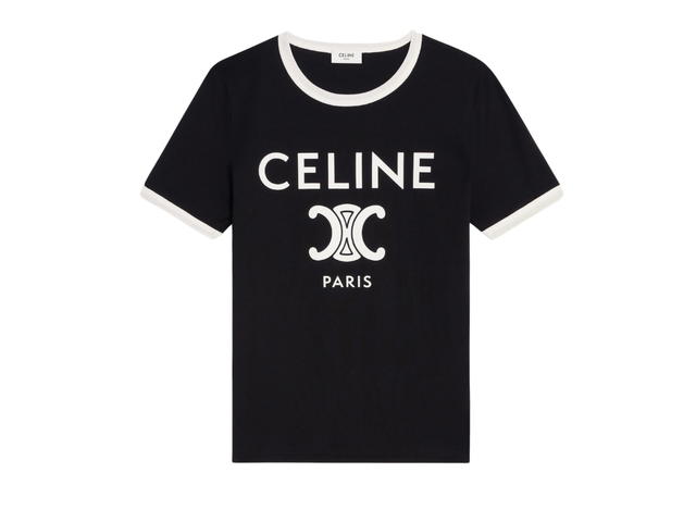 Celine Celine Paris T-Shirt In Cotton Jersey Black White - view 1