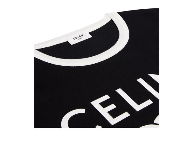 Celine Celine Paris T-Shirt In Cotton Jersey Black White - view 3