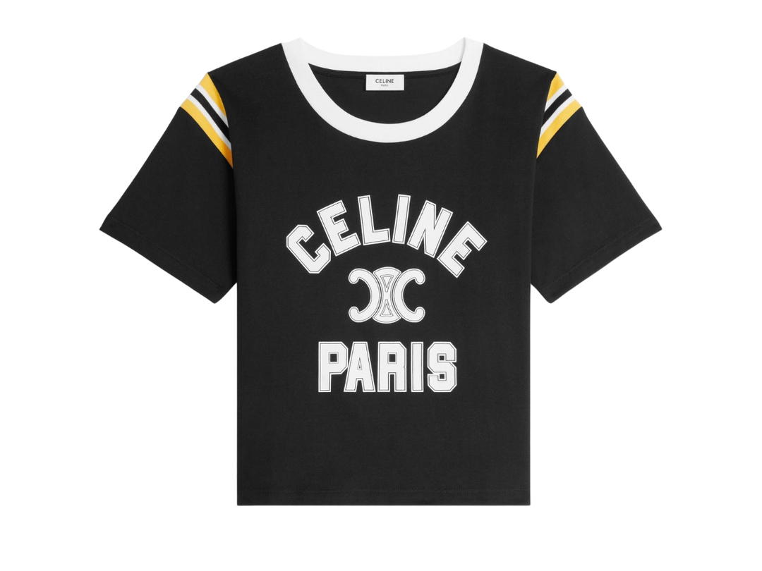 Celine Celine Paris T-Shirt In Cotton Jersey Black Yellow White
