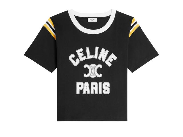 Celine Celine Paris T-Shirt In Cotton Jersey Black Yellow White - view 1