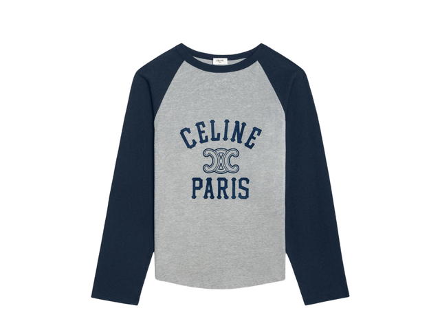 Celine Celine Paris T-Shirt In Cotton Jersey Grey Melange Navy - view 1