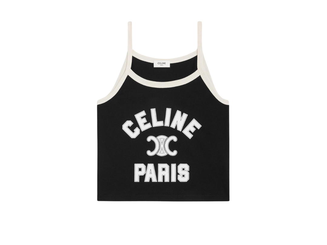 Celine Celine Paris Tank Top In Cotton Jersey Black Cream