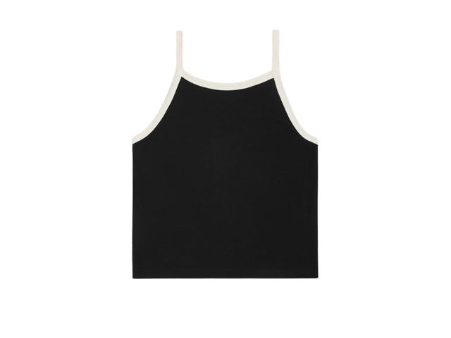 Celine Celine Paris Tank Top In Cotton Jersey Black Cream - view 2