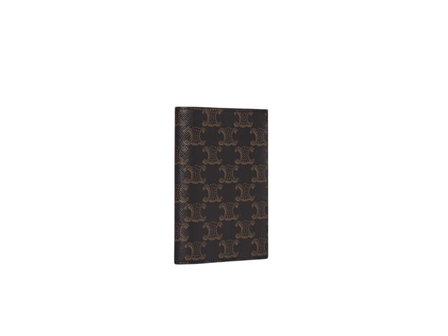 Celine Celine Passport Cover In Triomphe Canvas And Calfskin Black-Tan - view 2