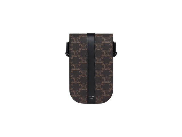Celine Celine Phone Pouch In Triomphe Canvas And Calfskin Black - view 1
