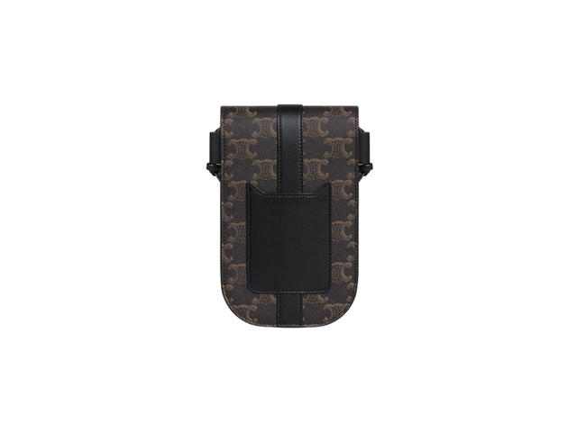 Celine Celine Phone Pouch In Triomphe Canvas And Calfskin Black - view 3