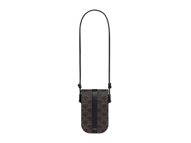Celine Celine Phone Pouch In Triomphe Canvas And Calfskin Black - view 4