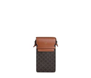 Buy Celine Phone Pouch With Flap In Triomphe Canvas And Lambskin Tan at Sasom – Authentic and Ready to Ship