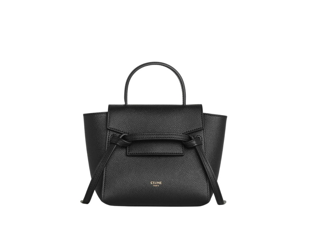 Celine Celine Pico Belt Bag In Grained Calfskin With Gold Finishing Hardware Black
