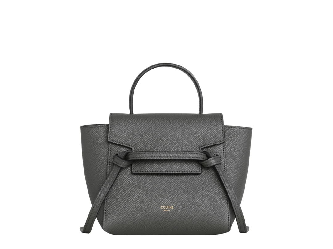 Celine Celine Pico Belt Bag In Grained Calfskin With Gold Finishing Hardware Grey