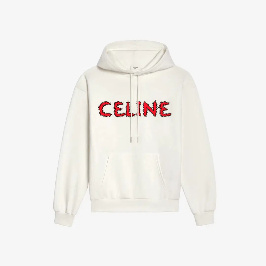Celine Celine Rhinestones Hoodie In Cotton Fleece Off White Black Red