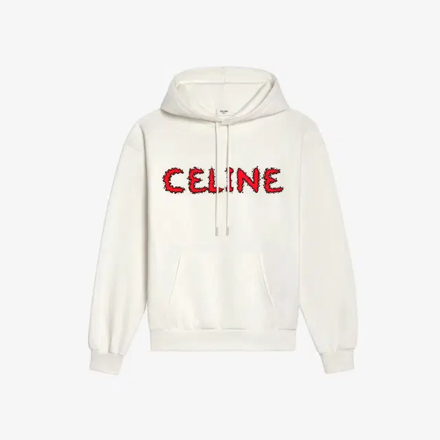 Celine Celine Rhinestones Hoodie In Cotton Fleece Off White Black Red - view 1