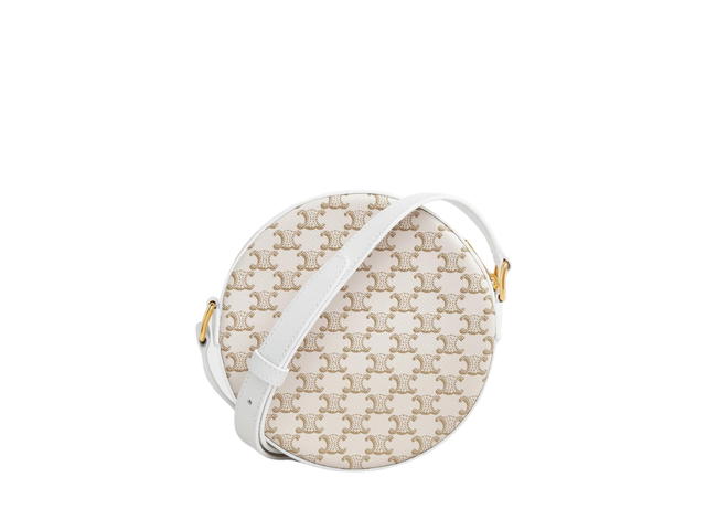 Celine Celine Round Purse On Strap In Triomphe Canvas With Gold Hardware White-White - view 2