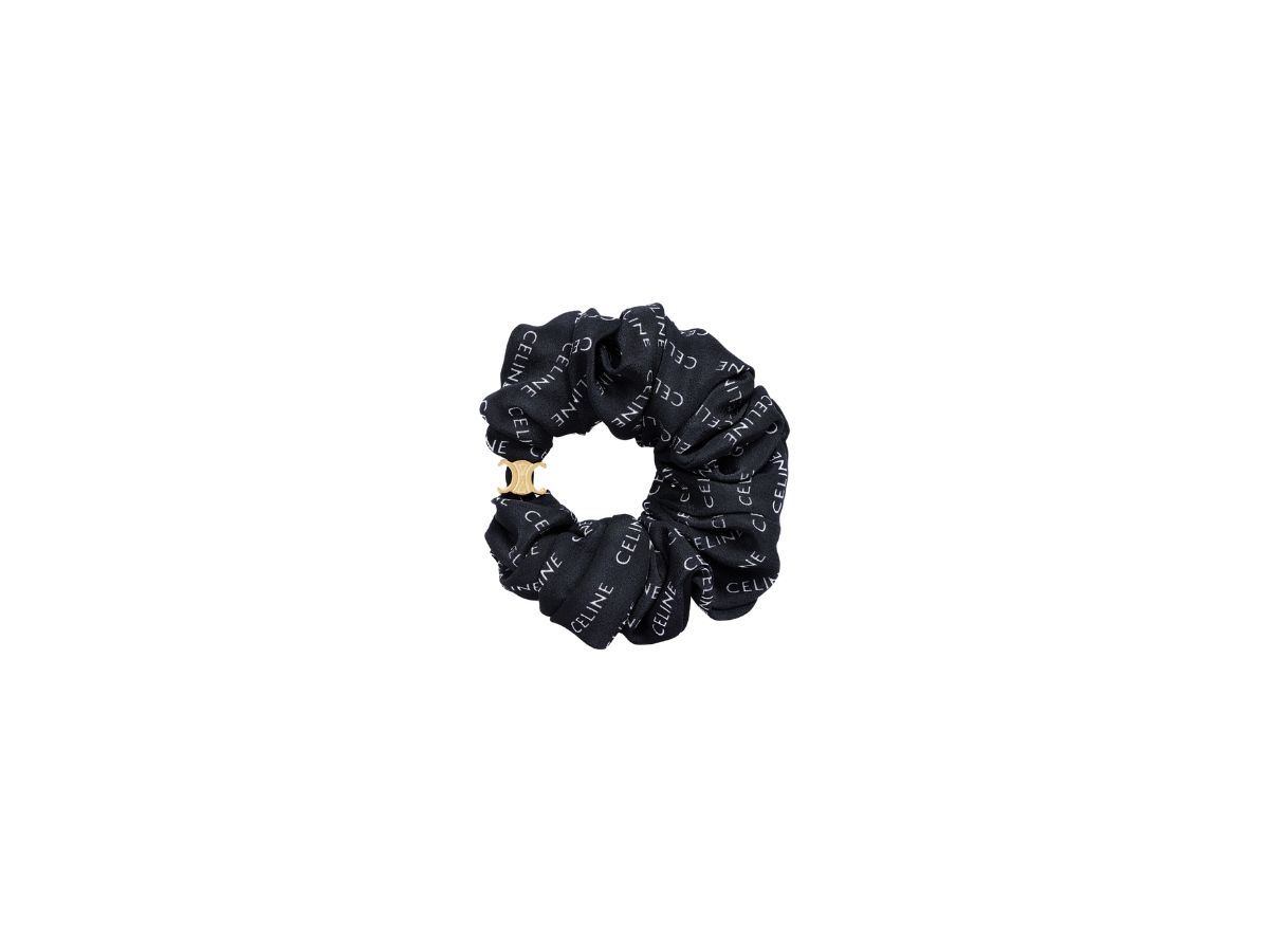 Celine Celine Scrunchy Rayure Bracelet In Brass With Gold Finish And Black Silk Gold Black