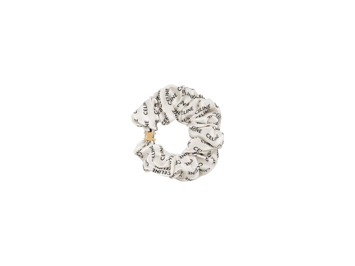 Celine Celine Scrunchy Rayure Bracelet In Brass With Gold Finish And White Silk Gold White