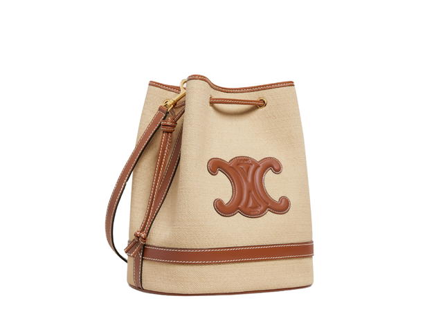 Celine Celine Seau Marin In Textile And Calfskin With Textile Lining Natural-Tan - view 3