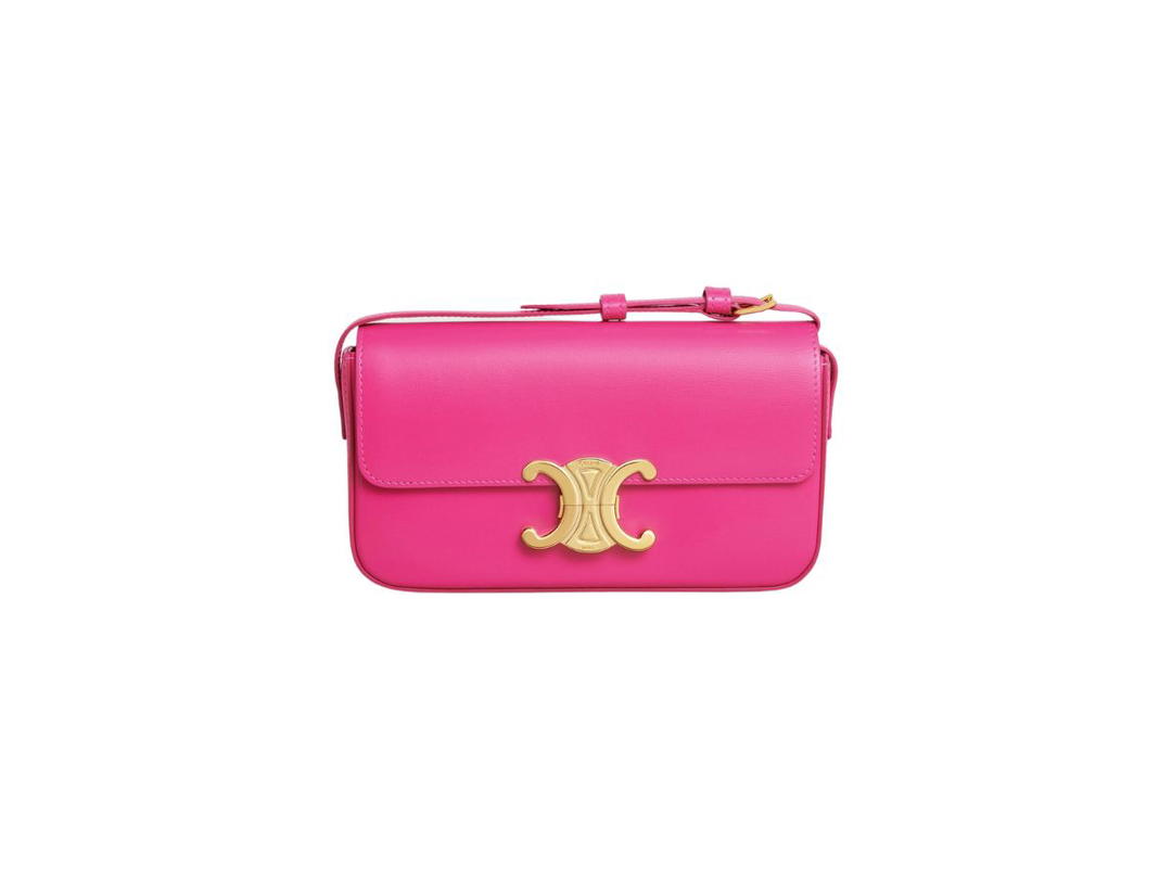 Celine Celine Shoulder Bag Triomphe In Shiny Calfskin Bright Pink