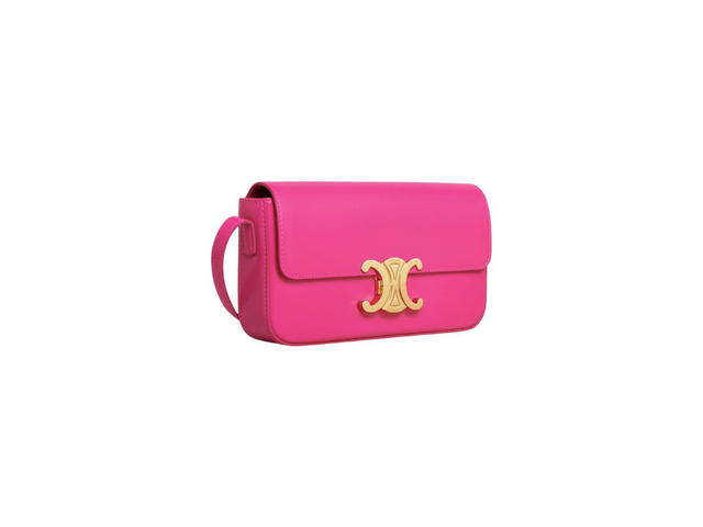 Celine Celine Shoulder Bag Triomphe In Shiny Calfskin Bright Pink - view 2