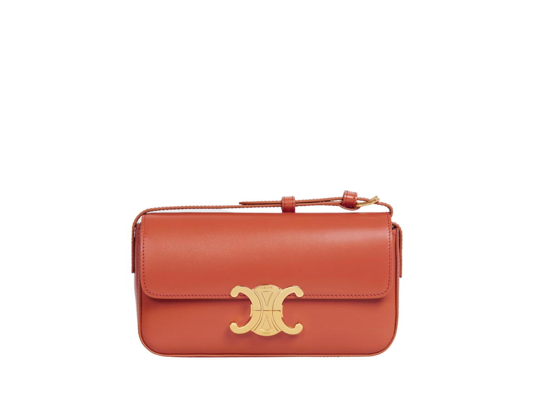 Celine Celine Shoulder Bag Triomphe In Shiny Calfskin With Gold Finishing Cornelian